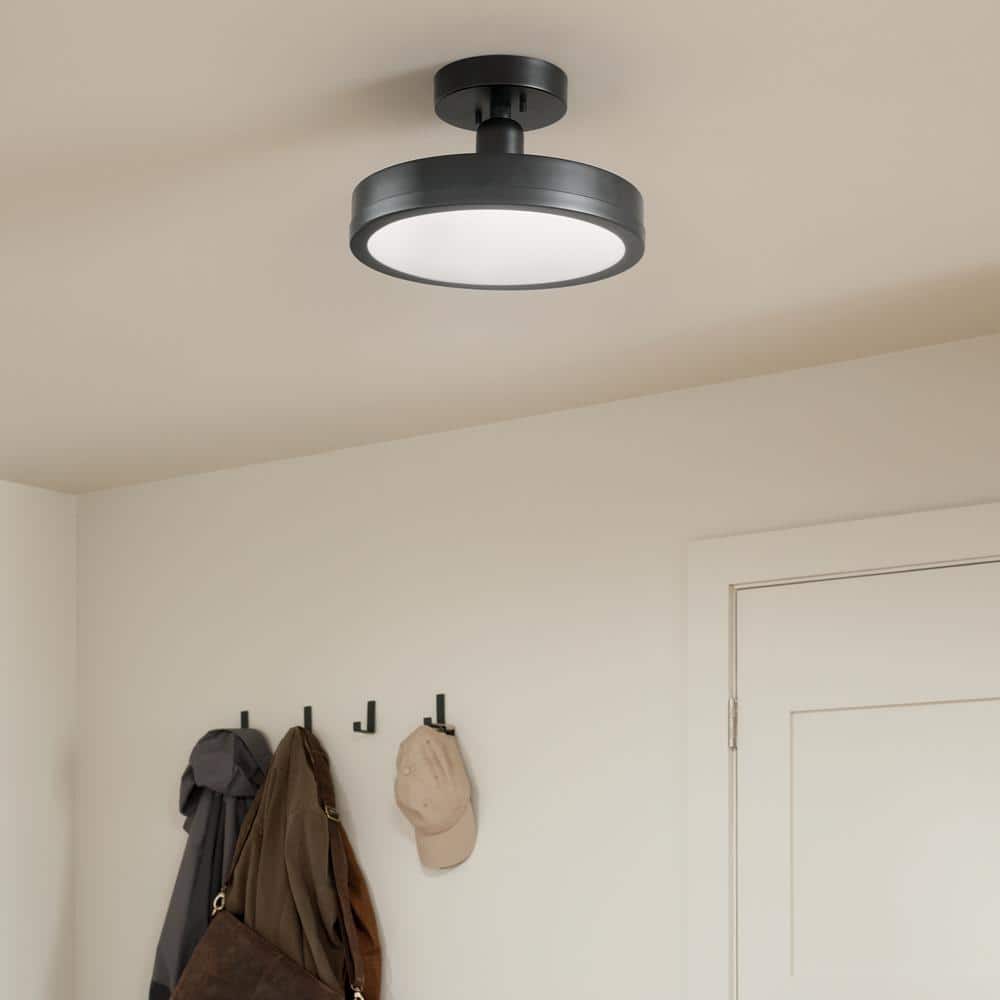 Riu 14.25 in. 1-Light Black Hallway Modern Integrated LED Semi-Flush Mount Ceiling Light price history on PriceWatchPro