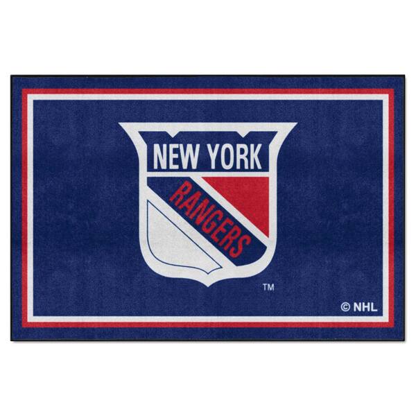 FANMATS NHL Retro New York Rangers Blue 5 ft. x 8 ft. Plush Area Rug 35558 The Home Depot