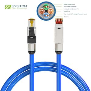 100 ft. Blue Cat 8 CMR 22 AWG Ethernet Patch Cable - 2000MHz 40GB Individual Electro-Magnetic Tinned Copper Braid Shield