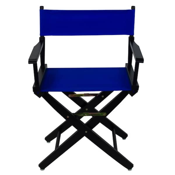 American Trails 18 in. Seat Height Extra-Wide Black Frame/Royal Blue Canvas New, Solid Wood Folding Chair, Set of 1