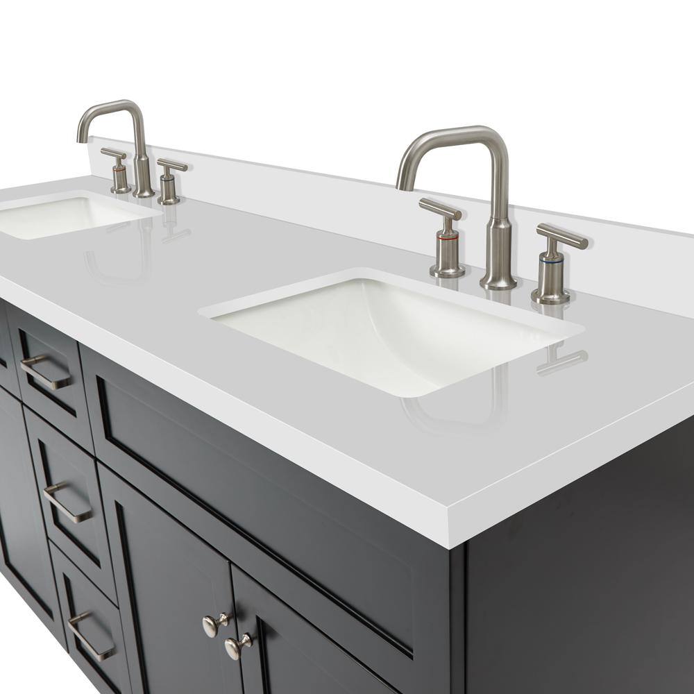 Hamlet 73" Black Wood Double Vanity with Quartz Top