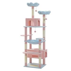 Medium Cat Multi-Level Cat Tree Luxury Cat Tower Condo Hammock Cat Scrapers Scratching Post in Blue&pink