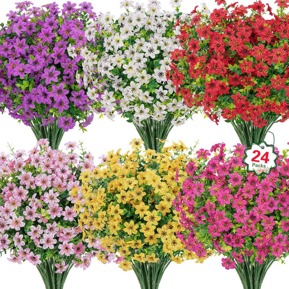 13.7 in. 24 Bundles Multi-Colored Artificial Mixed Flower for