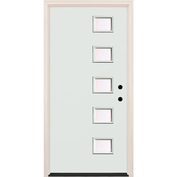 Builders Choice 36 in. x 80 in. Left-Hand/Inswing 5-Lite Clear Glass Alpine Painted Fiberglass Prehung Front Door w/4-9/16 in. Frame