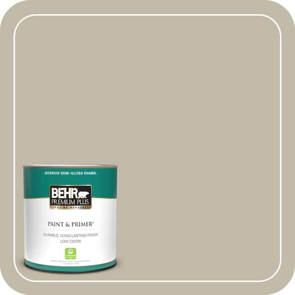 BEHR PREMIUM PLUS 1 qt. Home Decorators Collection #HDC-FL13-10 Wilderness Gray Semi-Gloss Enamel Low Odor Interior Paint & Primer
