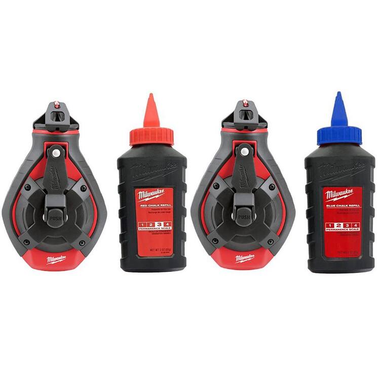 Milwaukee 100 ft. Bold Line Chalk Reel Kit with Red and Blue Chalk (2