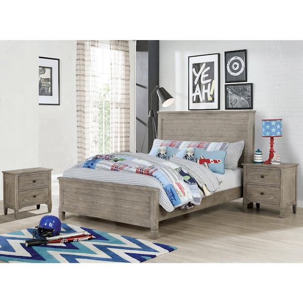 Furniture of America Rampini 3-Piece Wire-Brushed Warm Gray Full Kid Bedroom Set