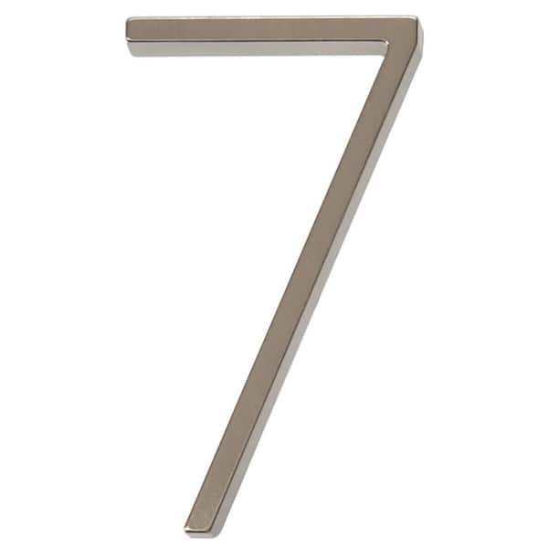 5 in. Satin Nickel Floating or Flush House Number 7