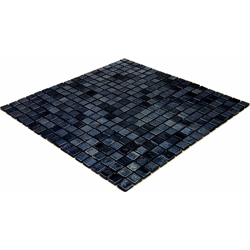 Skosh 11.6" x 11.6" Glossy Black Glass Mosaic Tile