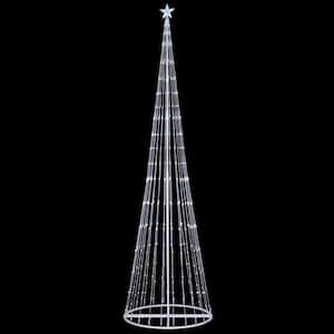 144 in. Christmas Cool White LED Animated Lightshow Cone Tree with 442 Lights and Star Topper