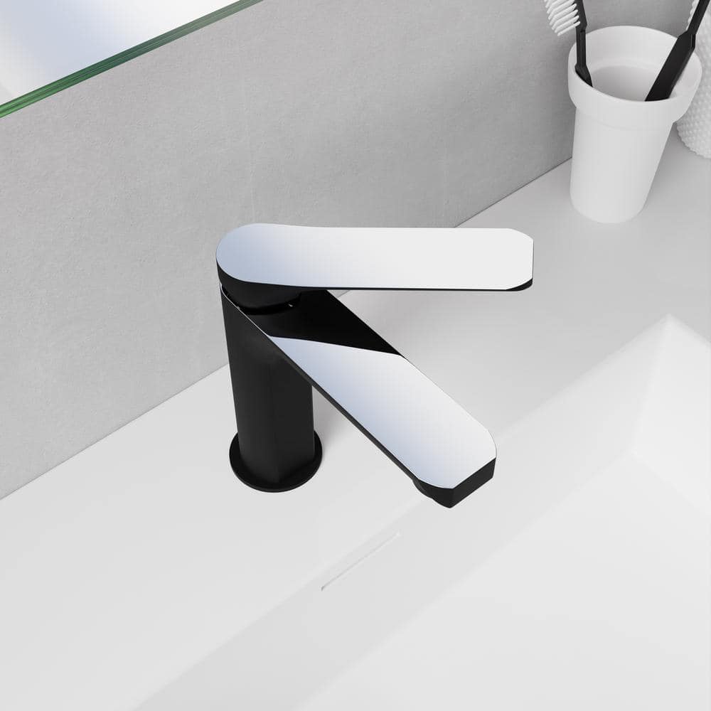 Matte Black and Chrome Single Handle Bathroom Faucet
