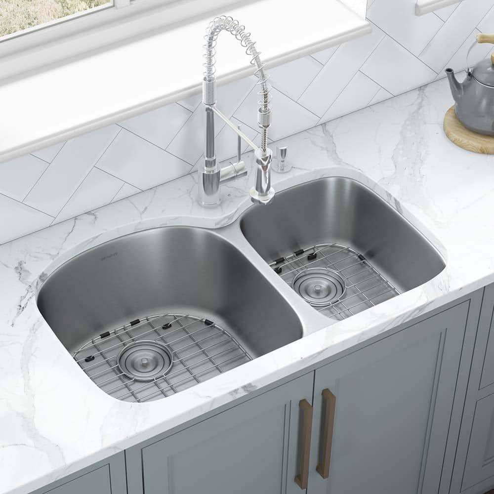 Ruvati 34-Inch Stainless Steel Double Bowl Undermount Kitchen Sink