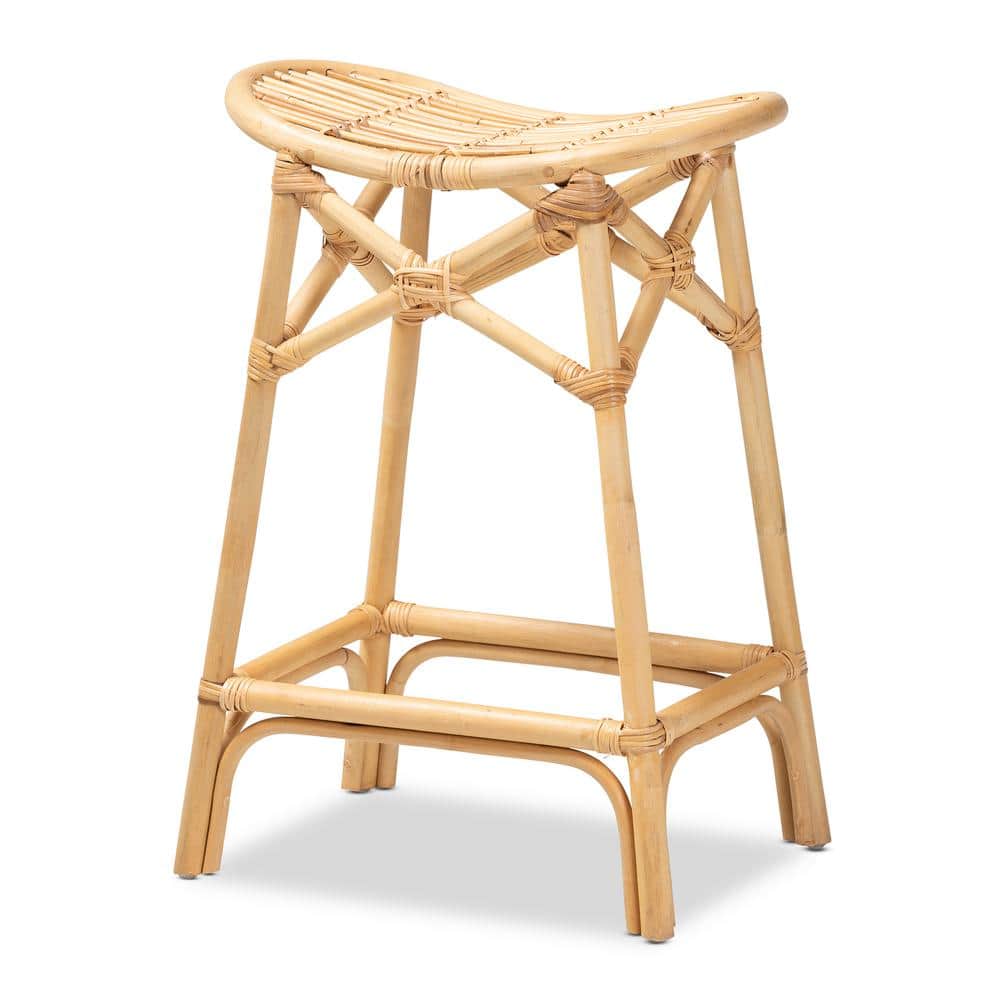 Elgon Natural Brown Rattan Curved Counter Stool