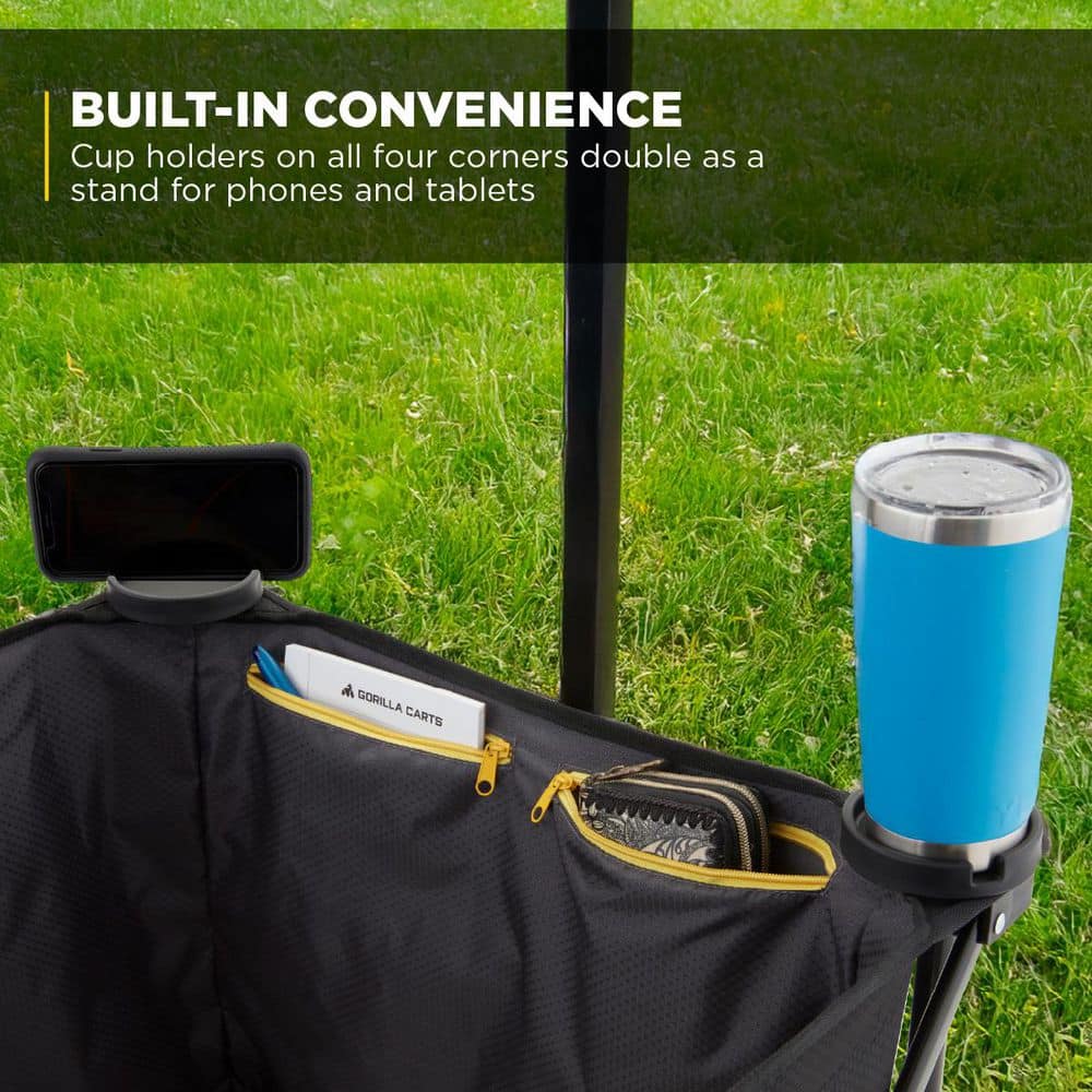 Black Steel Frame Collapsible Utility Wagon with Polyester Deck
