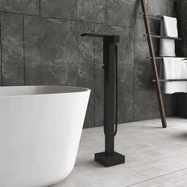 Single-Handle Freestanding Tub Faucet with Hand Shower in Matte Black
