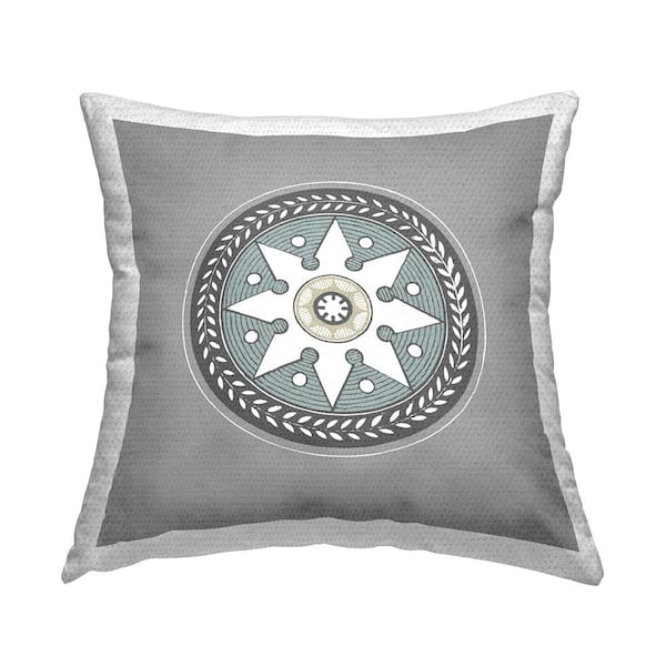 Stupell Industries Grey Medallion Shape Composition Grey Square Outdoor Throw Pillow