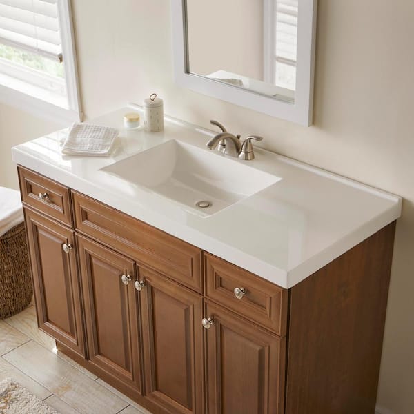Glacier Bay 49 in. W x 22 in. D Cultured Marble Vanity Top in White with White Rectangular Single HU4922R-WH - The Home Depot