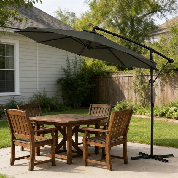 large adjustable patio umbrella HOMREST 10x10ft Rectangular Cantilever with 360 Rotation & 6 Heights, Blue (Base Excluded) duty polyester canopy is made to stand up for seasons against water and UV rays Ainfox 13ft Large Patio Umbrella