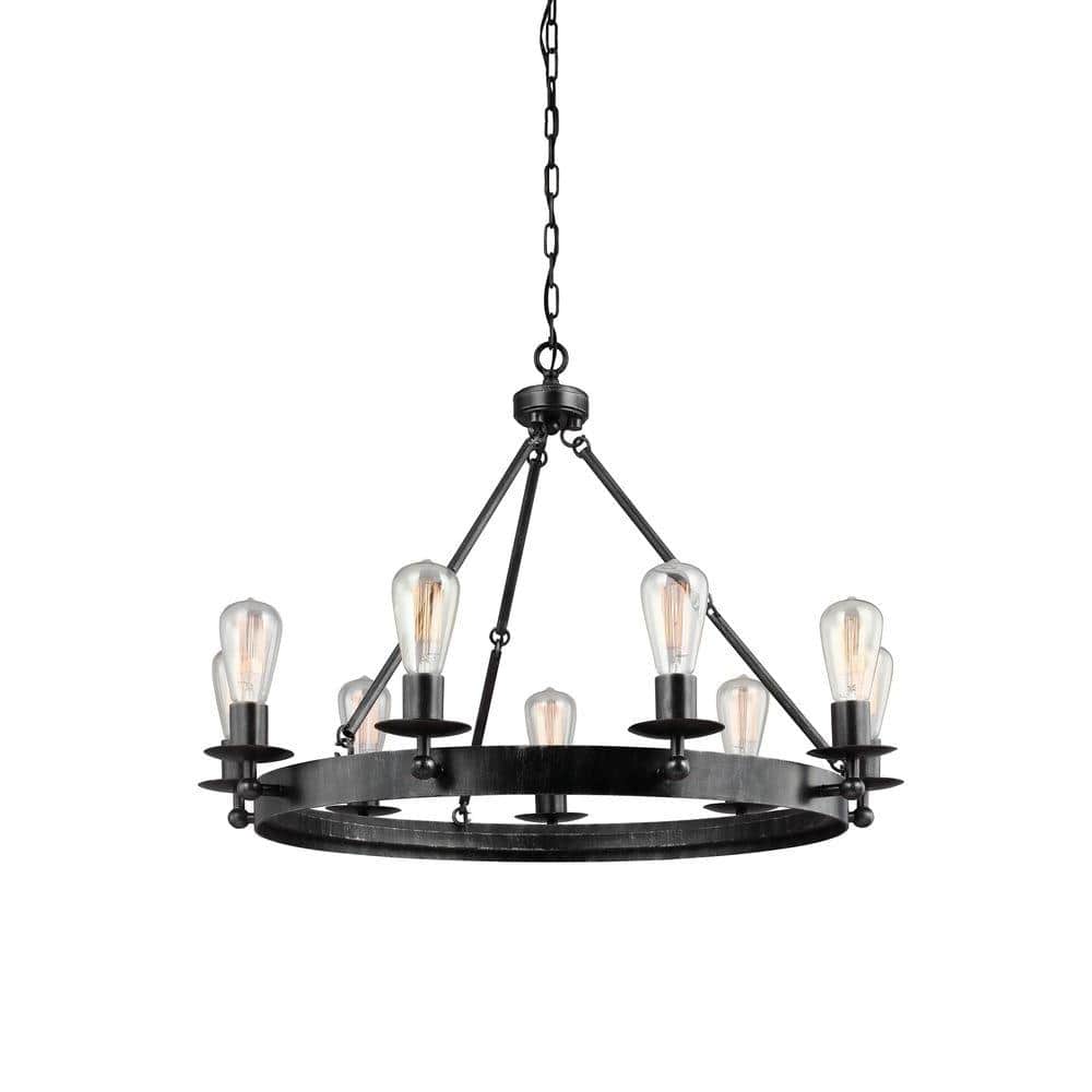 Ravenwood Manor 9-Light Chandelier in Stardust Black Finish
