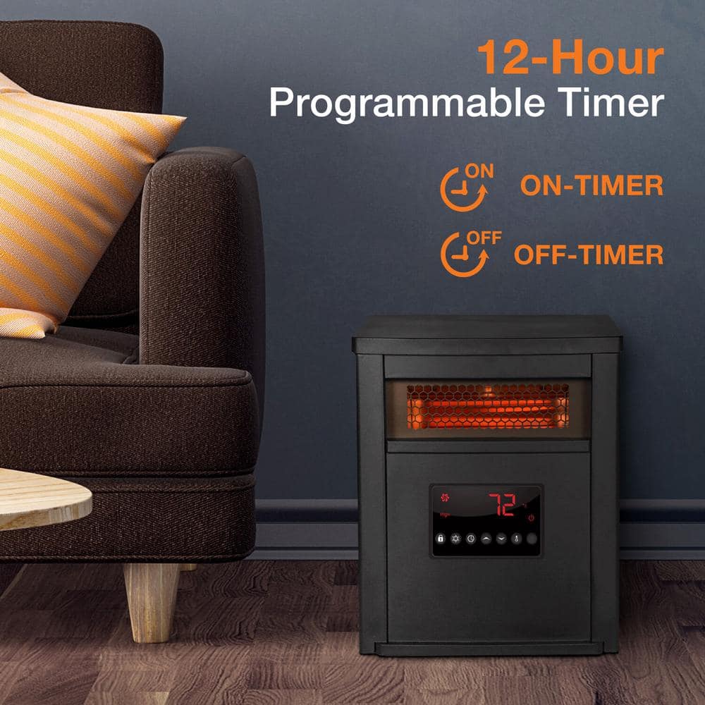16-Inch Black Steel Infrared Heater with LED Display