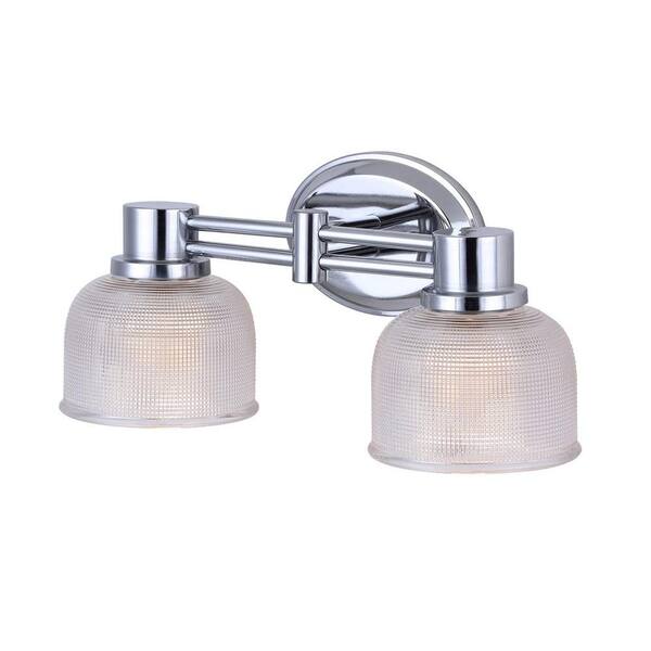 CANARM Anderson 2-Light Chrome Vanity Light with Clear Textured Glass