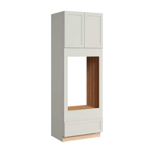 Thornton 33 in. W x 24 in. D x 96 in. H Assembled Plywood Shaker Double Oven Kitchen Cabinet in Moonshine with Drawer