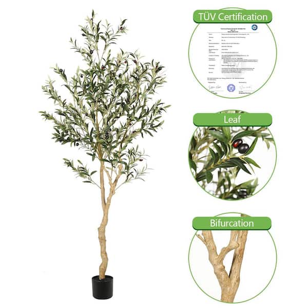 Faux 96 Olive Tree with Woven Pot