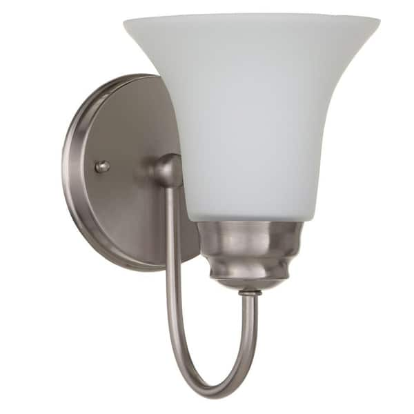 Hampton Bay 1-Light Brushed Nickel Sconce RS1951208 - The Home Depot