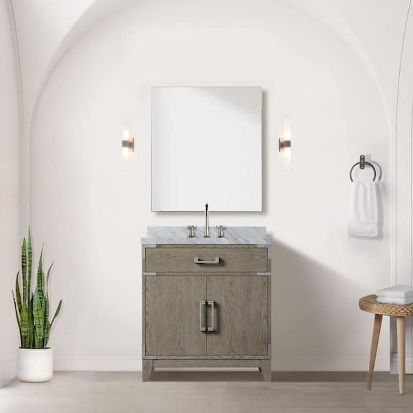 Fossa 30 in. Bath Vanity Cabinet without Top in Grey Oak Assembled