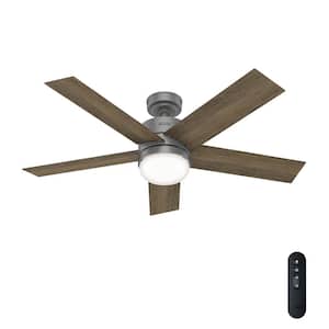 Interface 52 in. Indoor Matte Silver Ceiling Fan with Light and Remote Control