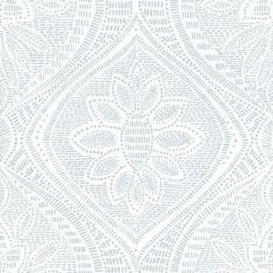 Scout Floral Ogee Blue Paper Non-Pasted Textured Wallpaper