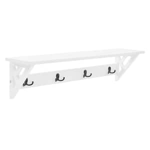 Wateday White Wall Mounted Coat Rack with 4-Hooks Storage Shelf  YJ-YUKI9596396 - The Home Depot