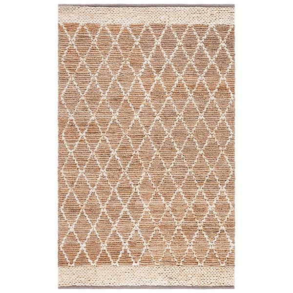 SAFAVIEH Natural Fiber Beige/Ivory 5 ft. x 8 ft. Border Multi-Diamond Area Rug