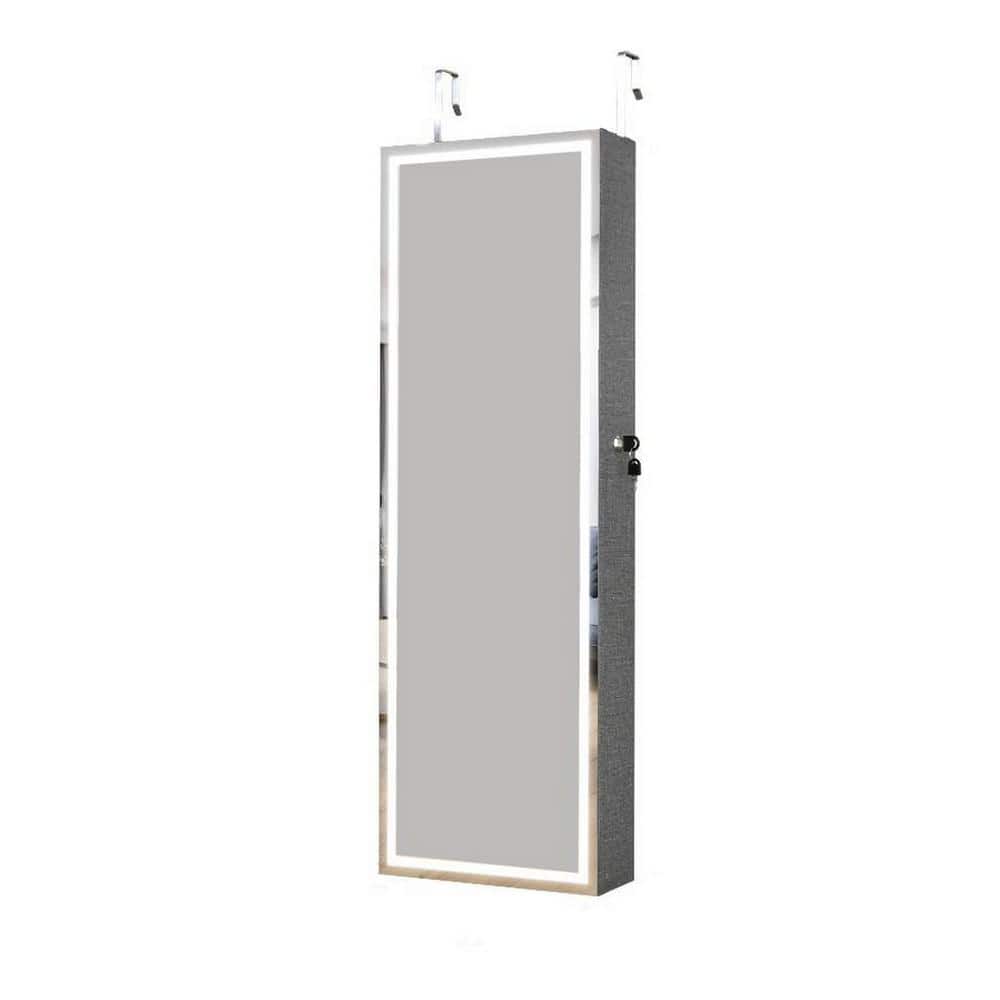 Fashion Standard Gray High-Quality MDF with PVC Surface Jewelry Armoire wit