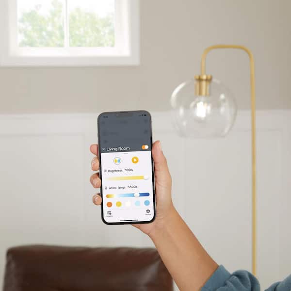 40-Watt Equivalent Smart T6 E12 Clear Color Changing CEC LED Light Bulb with Voice Control (1-Bulb) Powered by Hubspace