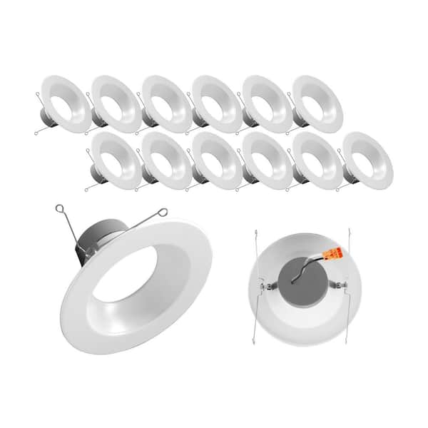 NICOR 5 in. to 6 in. White 3000K High-Output Integrated LED Recessed Retrofit Downlight Trim, Remodel, Dimmable (12-Pack)