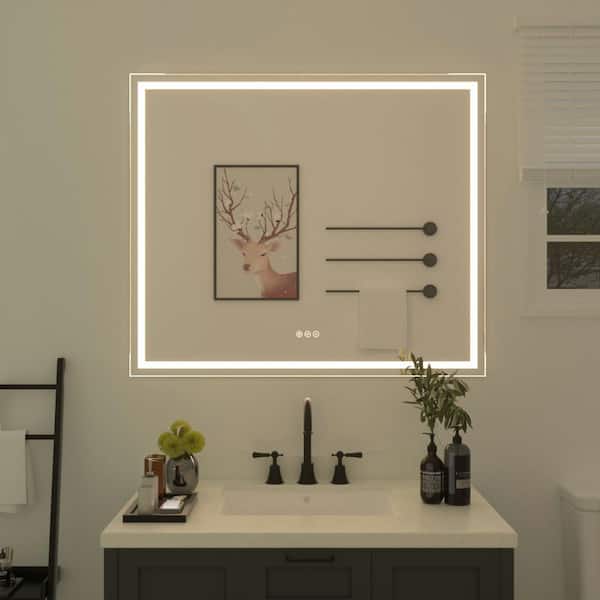 niveal Bochum 72 in. W x 36 in. H Rectangular Frameless LED Wall Mount Bathroom Vanity Mirror