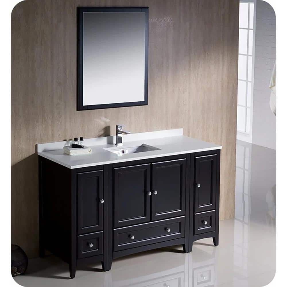 Espresso Oxford 54" Freestanding Bathroom Vanity with Quartz Top