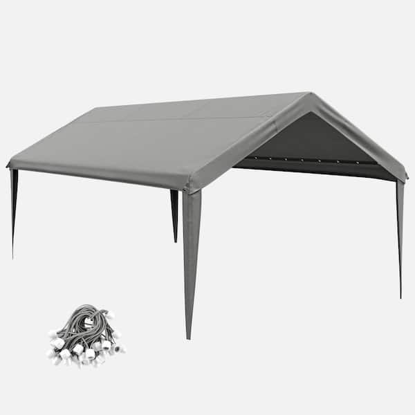 12 ft. x 20 ft. Outdoor Carport Replacement Cover, Heavy Duty Canopy with Ball Bungees (Frame Not Included) Light Grey