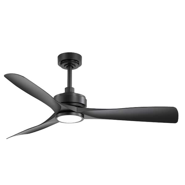 Breezary Melony 52 in. Indoor/Ourtdoor Black Ceiling Fan with LED Light and Remote Control Included