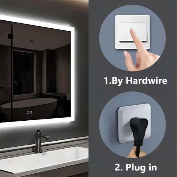 LED Bathroom Mirror Wall-Mounted Vanity Mirror with Anti Fog, Dimmable, Color Temperature Adjustable CASAINC Size: 36 x 72