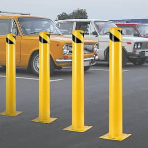 36 in. H x 4.5 in. Dia Safety Bollard Yellow Steel Safety Barrier with 4-Free Anchor Bolts for Traffic-Sensitive Area