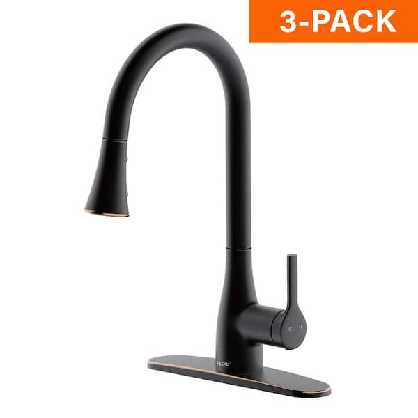 FLOW Classic Series Single-Handle Standard Kitchen Faucet in Oil Rubbed Bronze (3-Pack)
