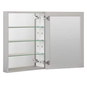 23 in. W x 30 in. H Silver Glass Recessed/Surface Mount Rectangular Medicine Cabinet with Mirror