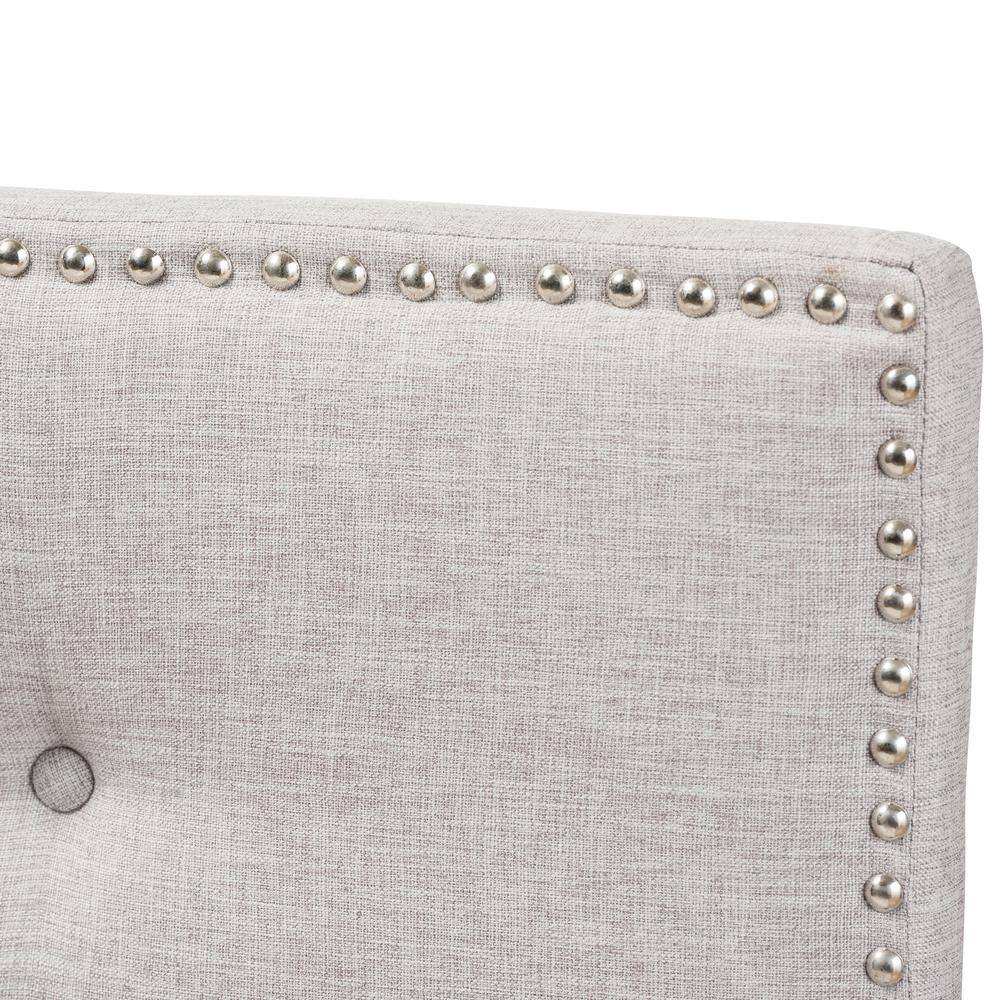 King Size Greyish Beige Tufted Leather Upholstered Headboard