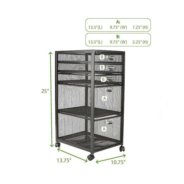 Network Collection, 4-Tier Cabinet with Removable Drawers, File Storage,  Desktop and Supply Organizer, Metal, Black 4TMCA-BLK - The Home Depot