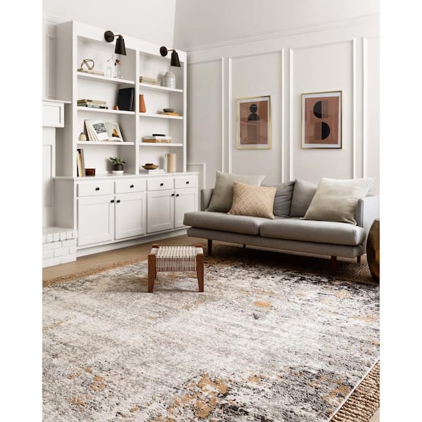 Alchemy Granite/Gold 2 ft. 8 in. x 10 ft. 6 in. Contemporary Abstract Runner Rug