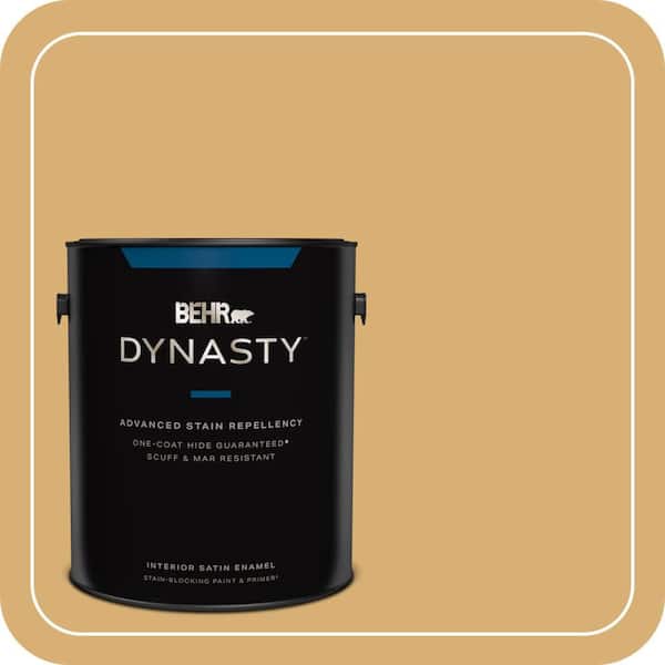 BEHR DYNASTY 1 gal. Home Decorators Collection #HDC-AC-08 Mustard Field Satin Enamel Interior Stain-Blocking Paint & Primer