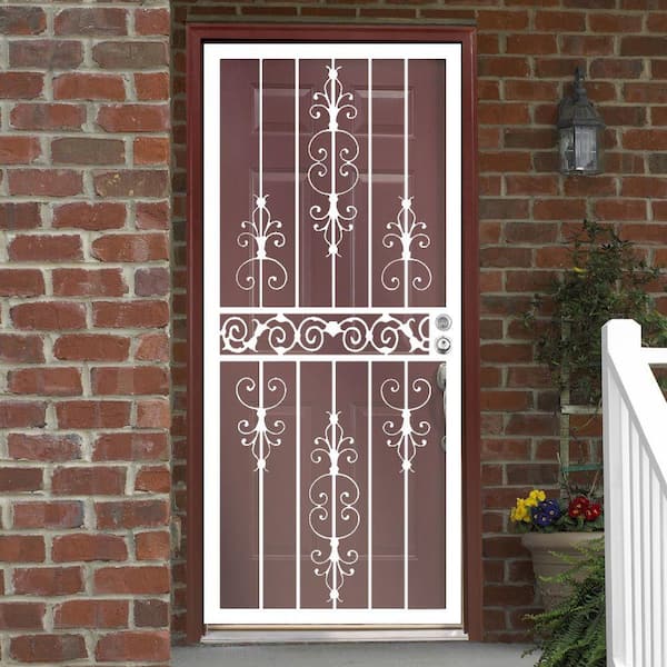 Grisham 36 in. x 80 in. 409 Series Spanish Lace Steel White