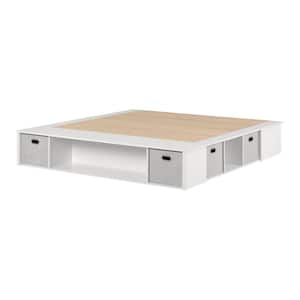 Flexible Pure White Particle Board Frame 78 in. King Platform Bed
